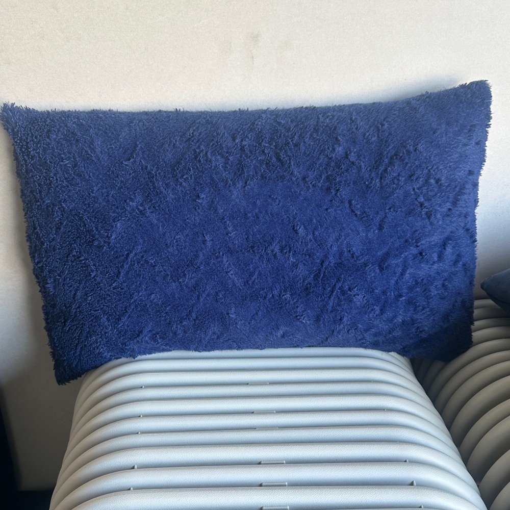 Fluffy Blue Rectangular Pillow
